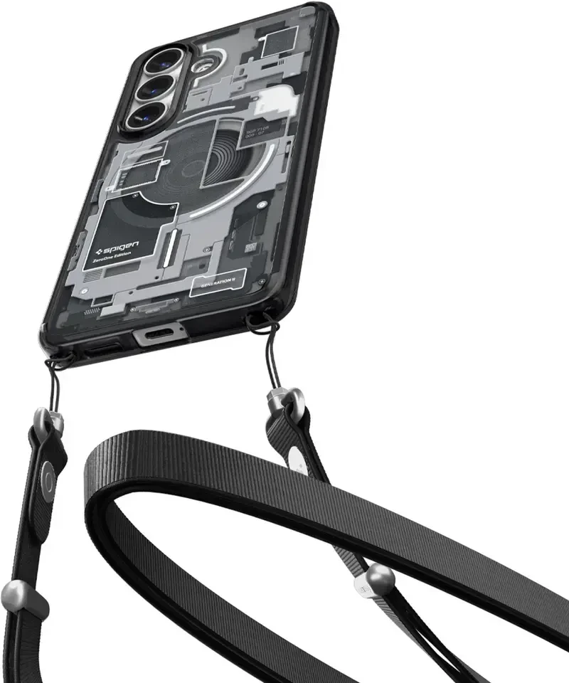 Spigen Ultra Hybrid Mag MagSafe dėklas skirtas Samsung Galaxy S26+ Zero One – skaidrus ir juodos spalvos