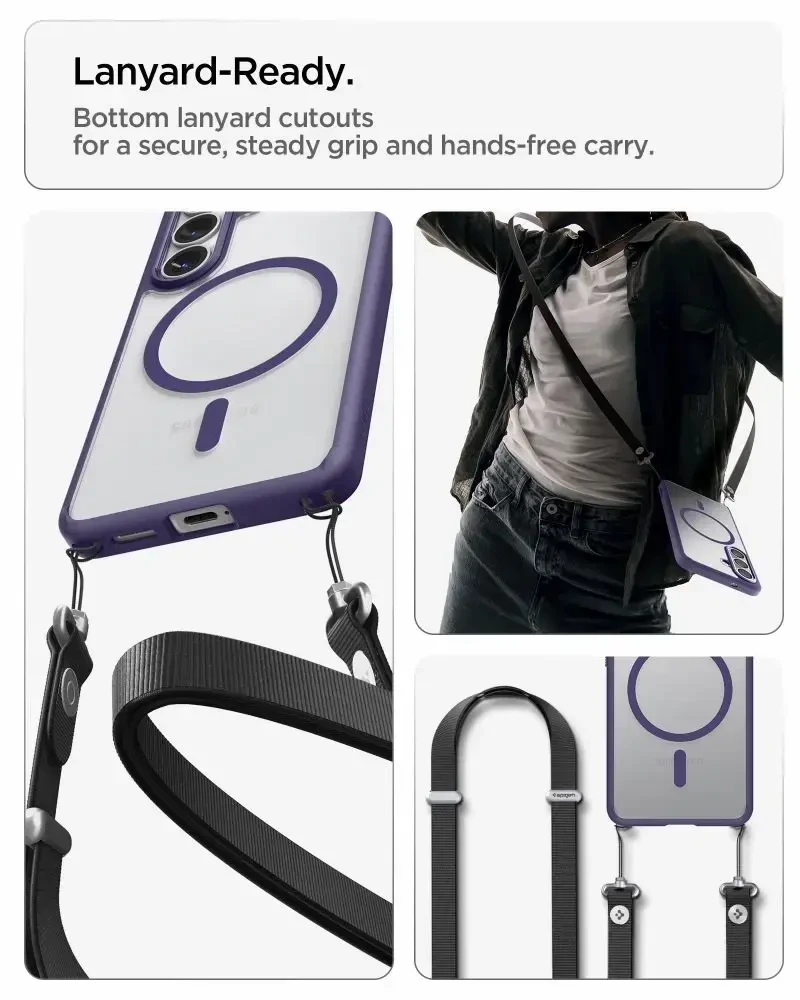 Spigen Ultra Hybrid Mag MagSafe dėklas skirtas Samsung Galaxy S26 – Clear violetinės spalvos