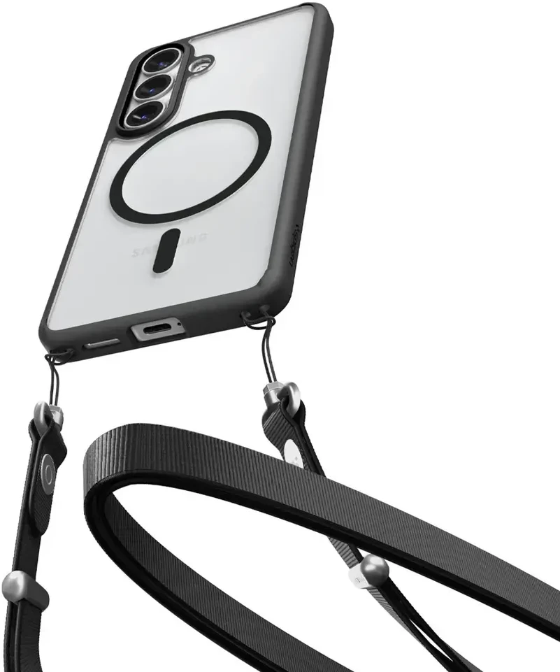 Spigen Ultra Hybrid Mag MagSafe dėklas skirtas Samsung Galaxy S26+ – skaidrus ir juodos spalvos