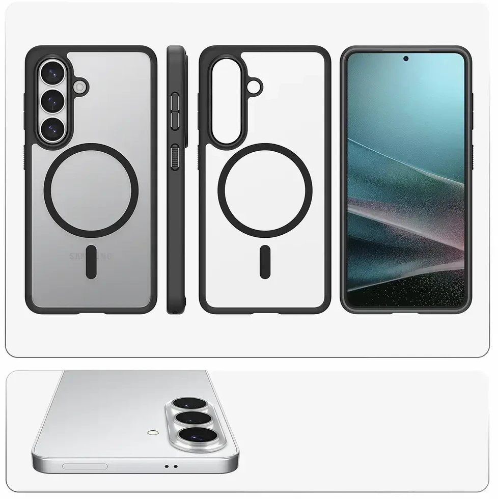Spigen Ultra Hybrid Mag MagSafe dėklas skirtas Samsung Galaxy S26+ – skaidrus ir juodos spalvos