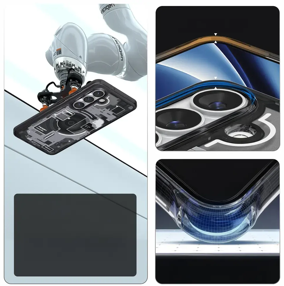 Spigen Ultra Hybrid Mag MagSafe dėklas skirtas Samsung Galaxy S26 Zero One – Clear juodos spalvos
