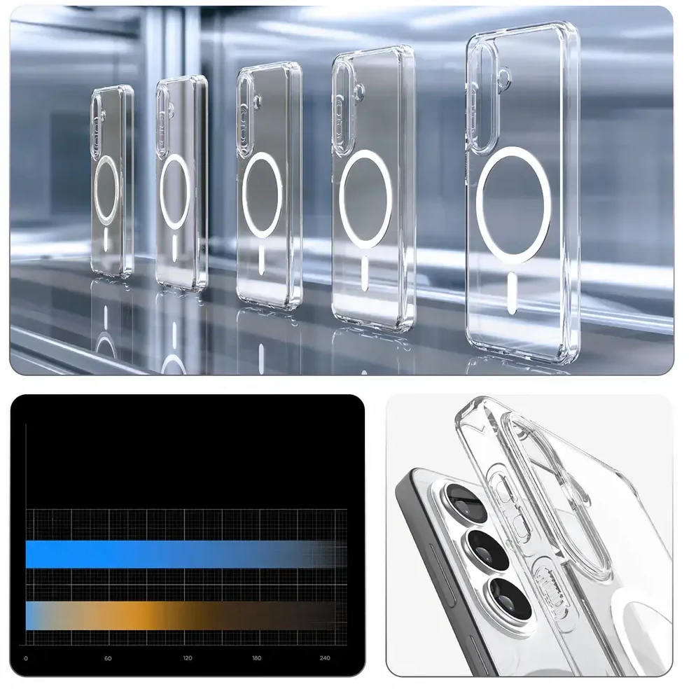 SPIGEN ULTRA HYBRID MAG dėklas, suderinamas su MagSafe, skirtas S26, skaidrus / baltas