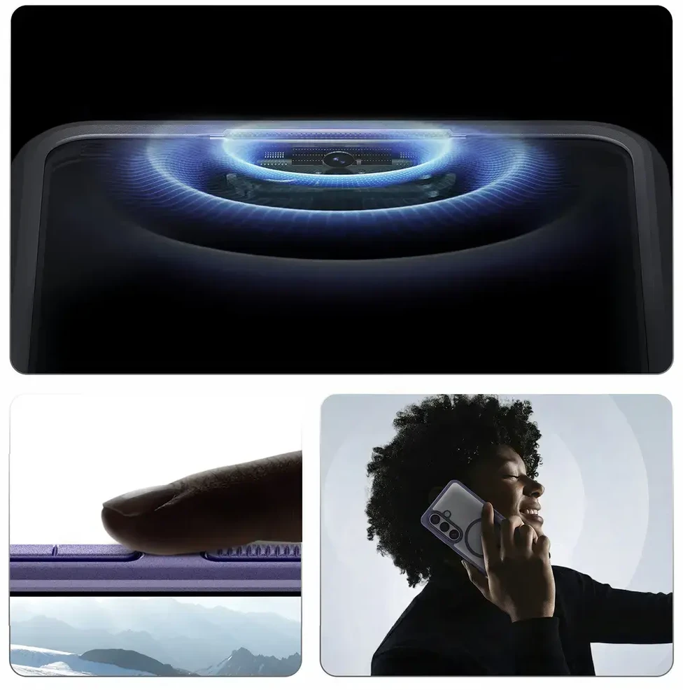 Spigen Ultra Hybrid Mag MagSafe dėklas skirtas Samsung Galaxy S26 – Clear violetinės spalvos