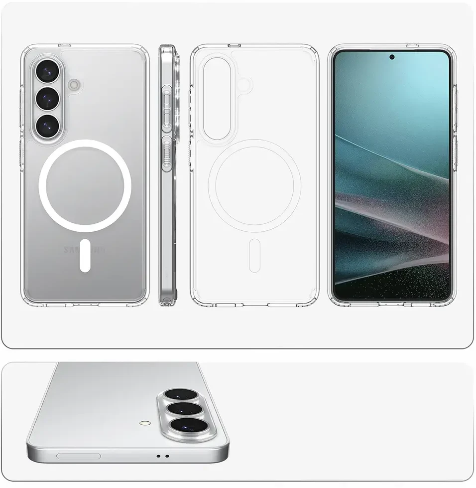 SPIGEN ULTRA HYBRID MAG dėklas, suderinamas su MagSafe, skirtas S26, skaidrus / baltas