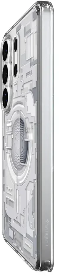 Spigen Ultra Hybrid Mag MagSafe dėklas skirtas Samsung Galaxy S26 Ultra Zero One – Clear and Baltas