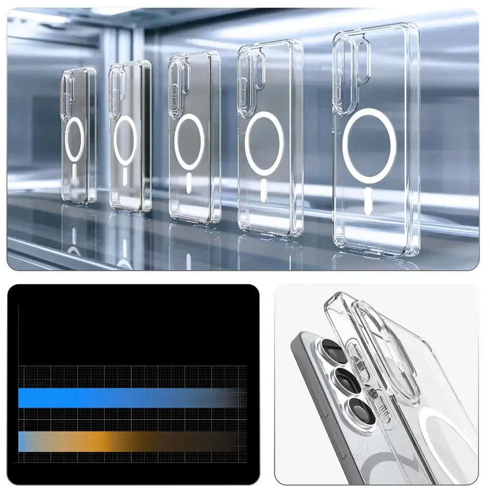 Spigen Ultra Hybrid Mag MagSafe dėklas skirtas Samsung Galaxy S26 Ultra – Clear and Baltas
