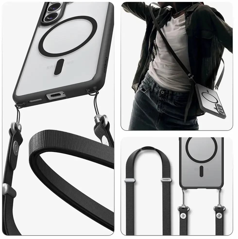 Spigen Ultra Hybrid Mag MagSafe dėklas skirtas Samsung Galaxy S26 – Clear juodos spalvos