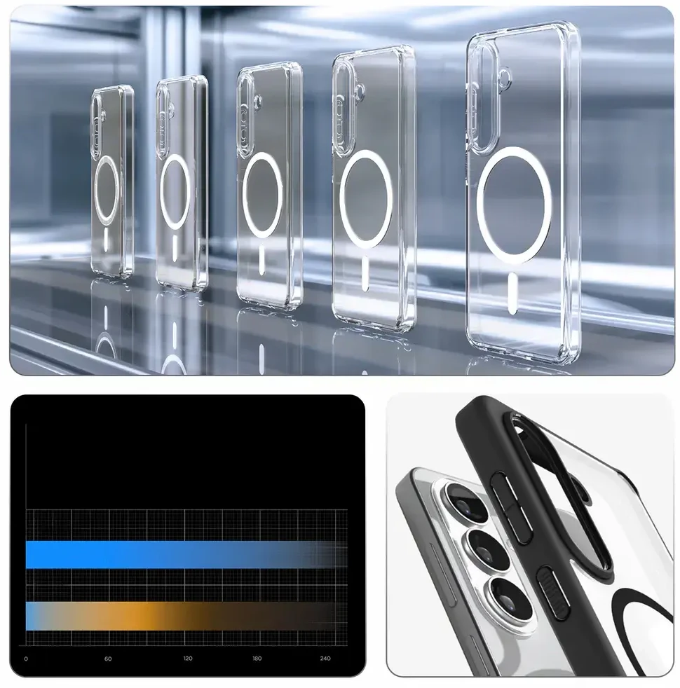 Spigen Ultra Hybrid Mag MagSafe dėklas skirtas Samsung Galaxy S26+ – skaidrus ir juodos spalvos