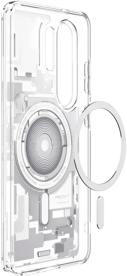 Spigen Ultra Hybrid Mag MagSafe dėklas skirtas Samsung Galaxy S26 Ultra Zero One – Clear and Baltas