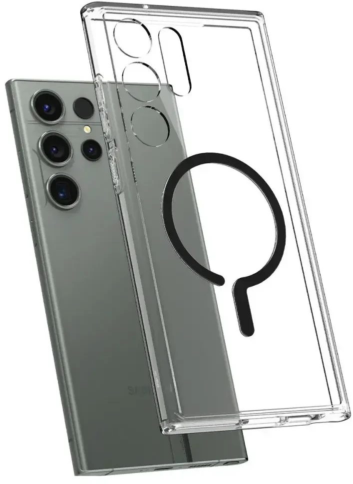 Spigen Ultra Hybrid Metal Ring (MagFit) dėklas skirtas Samsung Galaxy S23 Ultra, spalva - Juoda