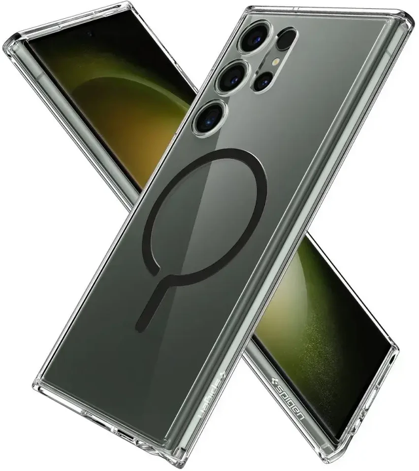 Spigen Ultra Hybrid Metal Ring (MagFit) dėklas skirtas Samsung Galaxy S23 Ultra, spalva - Juoda