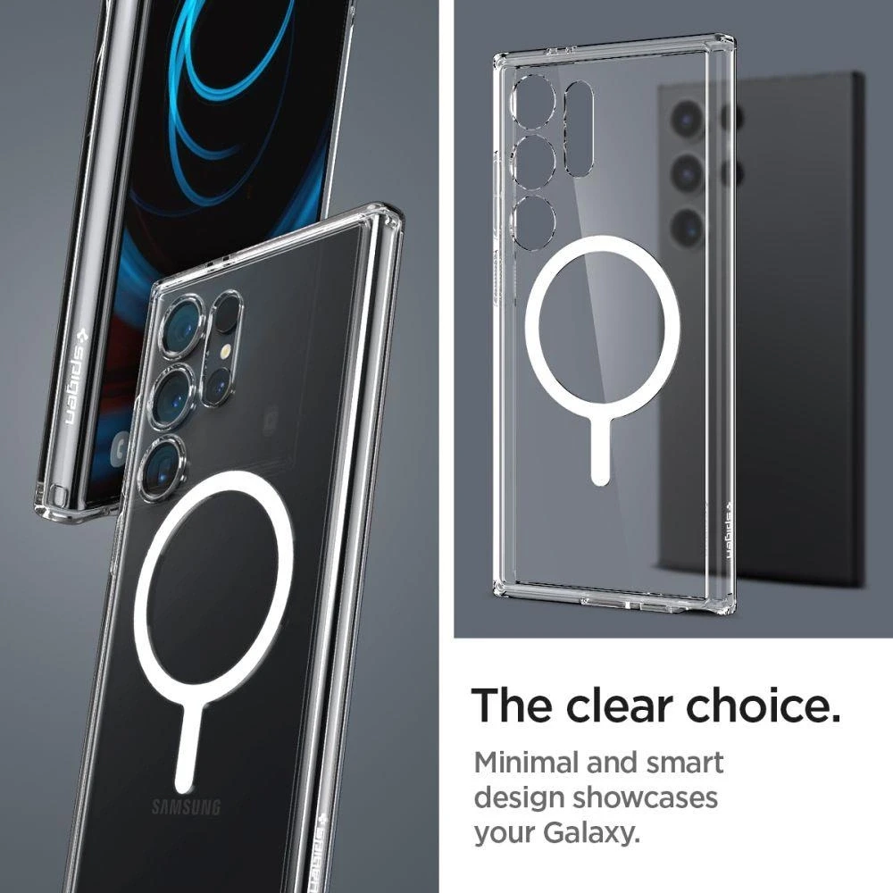 Spigen Ultra Hybrid Onetap Ring dėklas, skirtas Samsung Galaxy 24 Ultra baltos spalvos