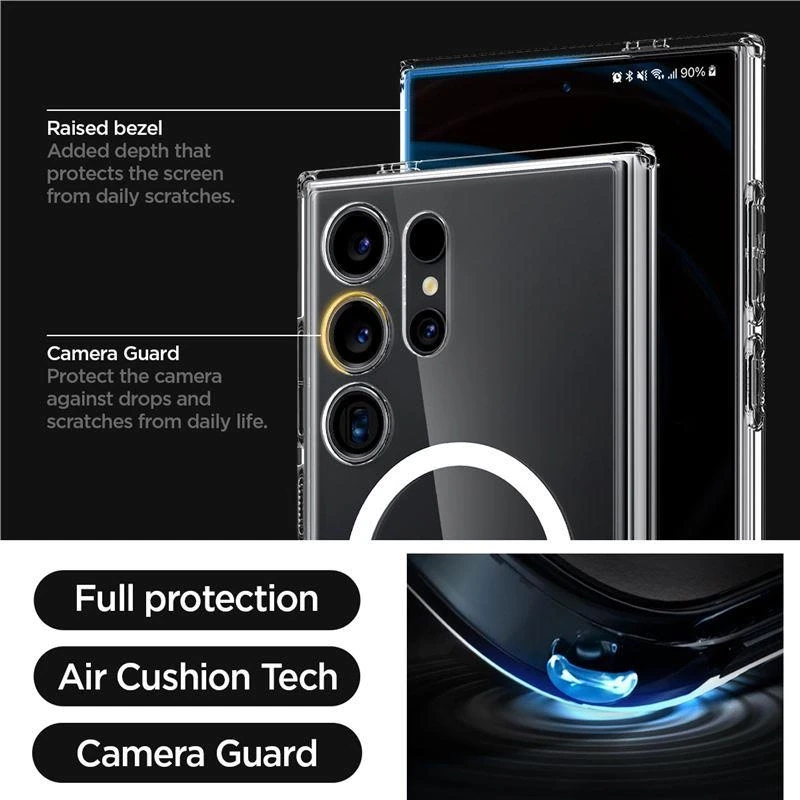 Spigen Ultra Hybrid Onetap Ring dėklas, skirtas Samsung Galaxy 24 Ultra baltos spalvos