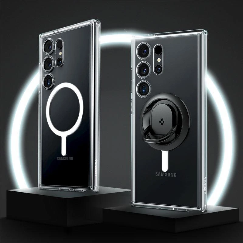 Spigen Ultra Hybrid Onetap Ring dėklas, skirtas Samsung Galaxy 24 Ultra baltos spalvos