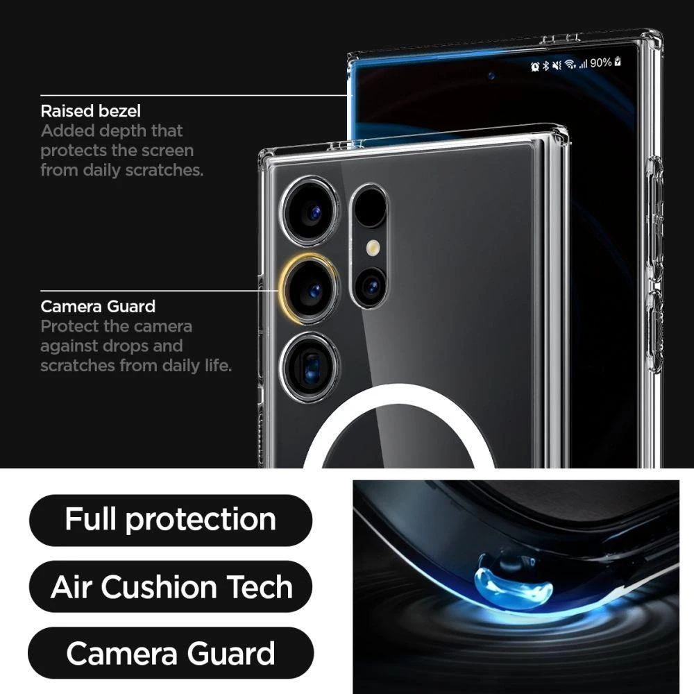 Spigen Ultra Hybrid Onetap Ring dėklas, skirtas Samsung Galaxy 24 Ultra baltos spalvos