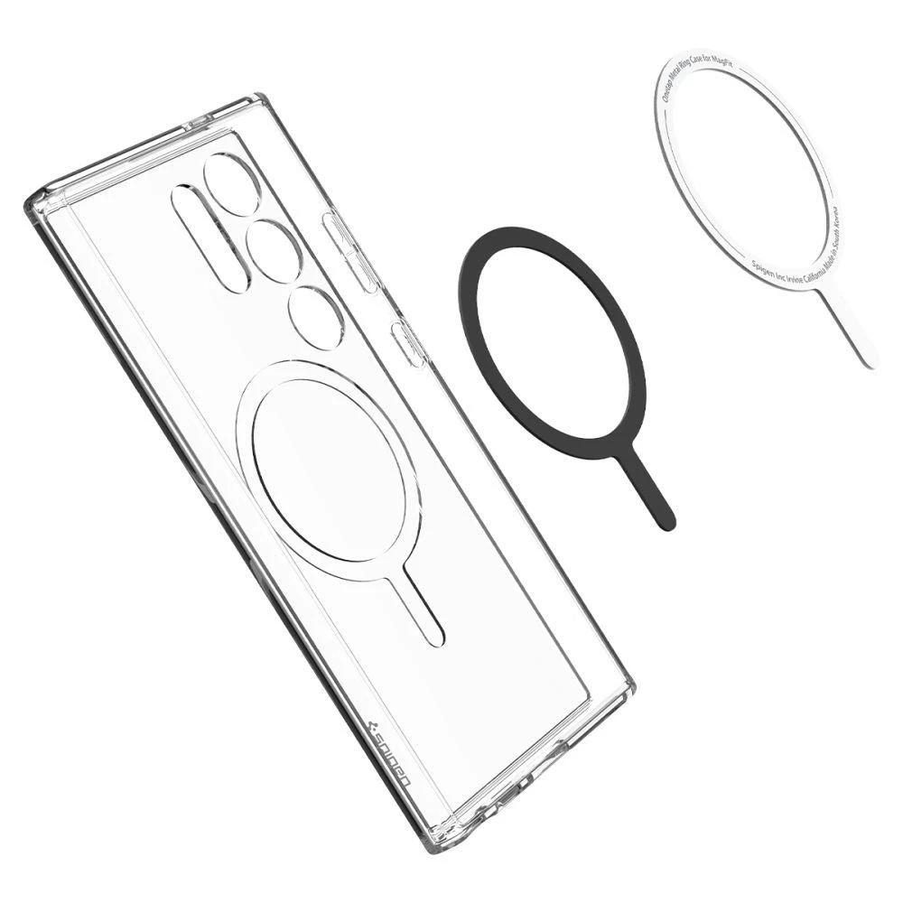 Spigen Ultra Hybrid Onetap Ring dėklas, skirtas Samsung Galaxy 24 Ultra baltos spalvos