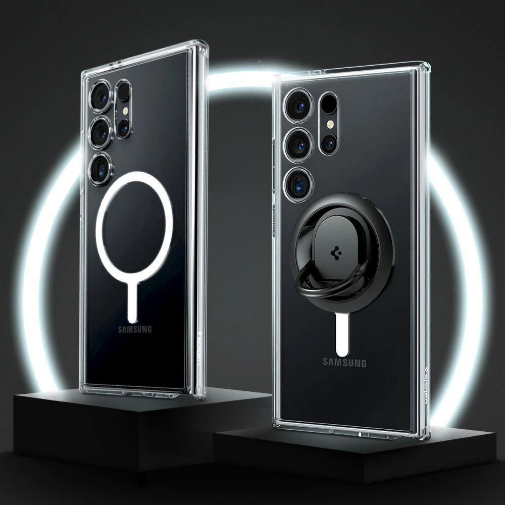 Spigen Ultra Hybrid Onetap Ring dėklas, skirtas Samsung Galaxy 24 Ultra baltos spalvos