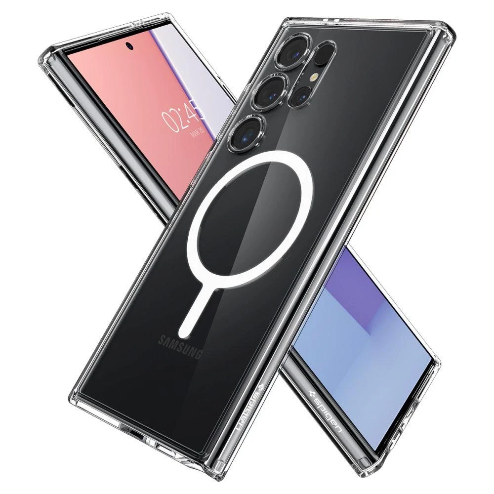 Spigen Ultra Hybrid Onetap Ring dėklas, skirtas Samsung Galaxy 24 Ultra baltos spalvos