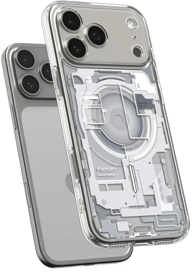 Dėklas „Spigen Ultra Hybrid MagSafe“, „Zero One“ baltos – „iPhone 17 Pro Max“