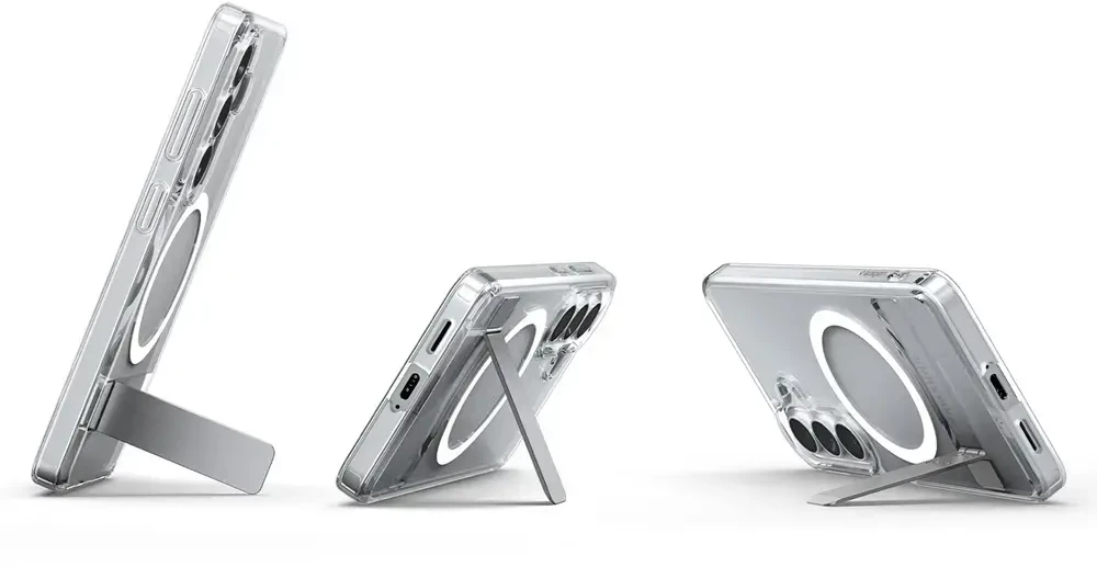 Spigen Ultra Hybrid S Mag MagSafe dėklas skirtas Samsung Galaxy S26 – skaidruus ir baltos spalvos