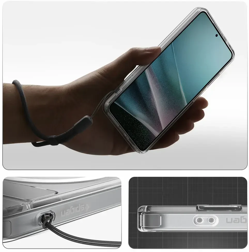 Spigen Ultra Hybrid S Mag MagSafe dėklas skirtas Samsung Galaxy S26 – skaidruus ir baltos spalvos