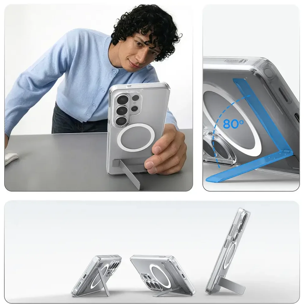 Spigen Ultra Hybrid S Mag MagSafe dėklas skirtas Samsung Galaxy S26 Ultra – Clear and Baltas