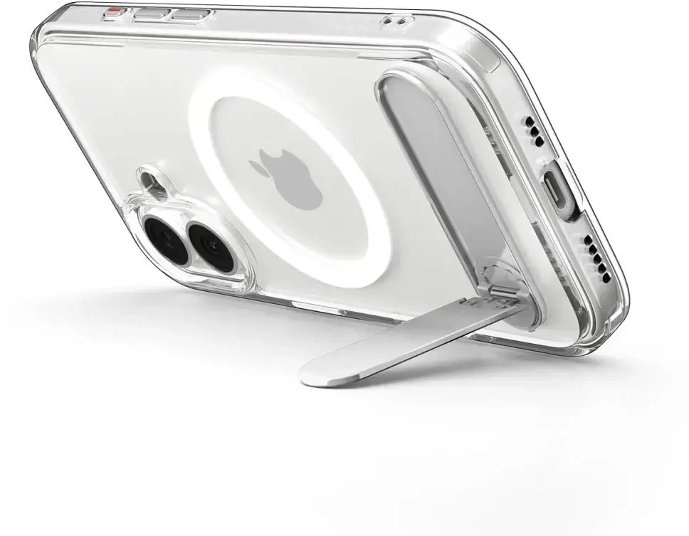 Spigen „Ultra Hybrid S“ telefono dėklas su MagSafe palaikymu, skirtas Apple iPhone 17, permatomas