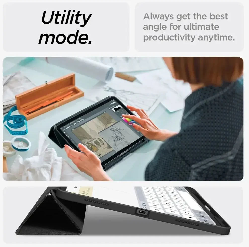 Spigen Urban Fit – dėklas skirtas iPad Air 13 M3 2025 / M2 2024 Juodas