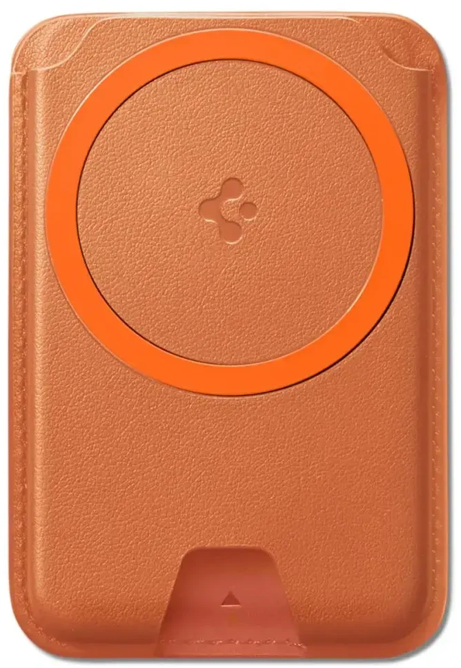 Dėklas Spigen Valentinus MAgFit+ MagSafe Universal Magnetic Card Holder Metallic oranžinės spalvos