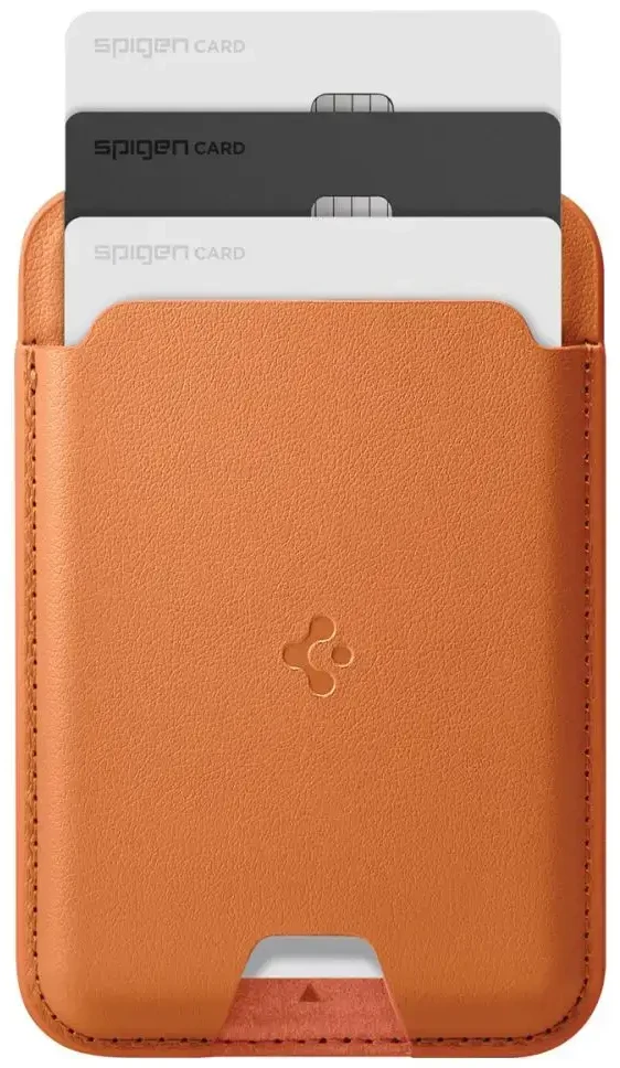 Dėklas Spigen Valentinus MagSafe Universal Magnetic Card Holder Metallic oranžinės spalvos