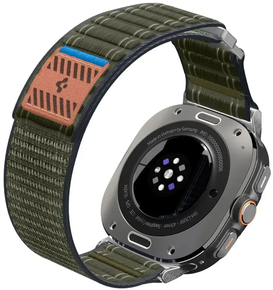 „Spigen Fabric Band“ (su lipduku), žalias - „Samsung Galaxy Watch Ultra 47mm“