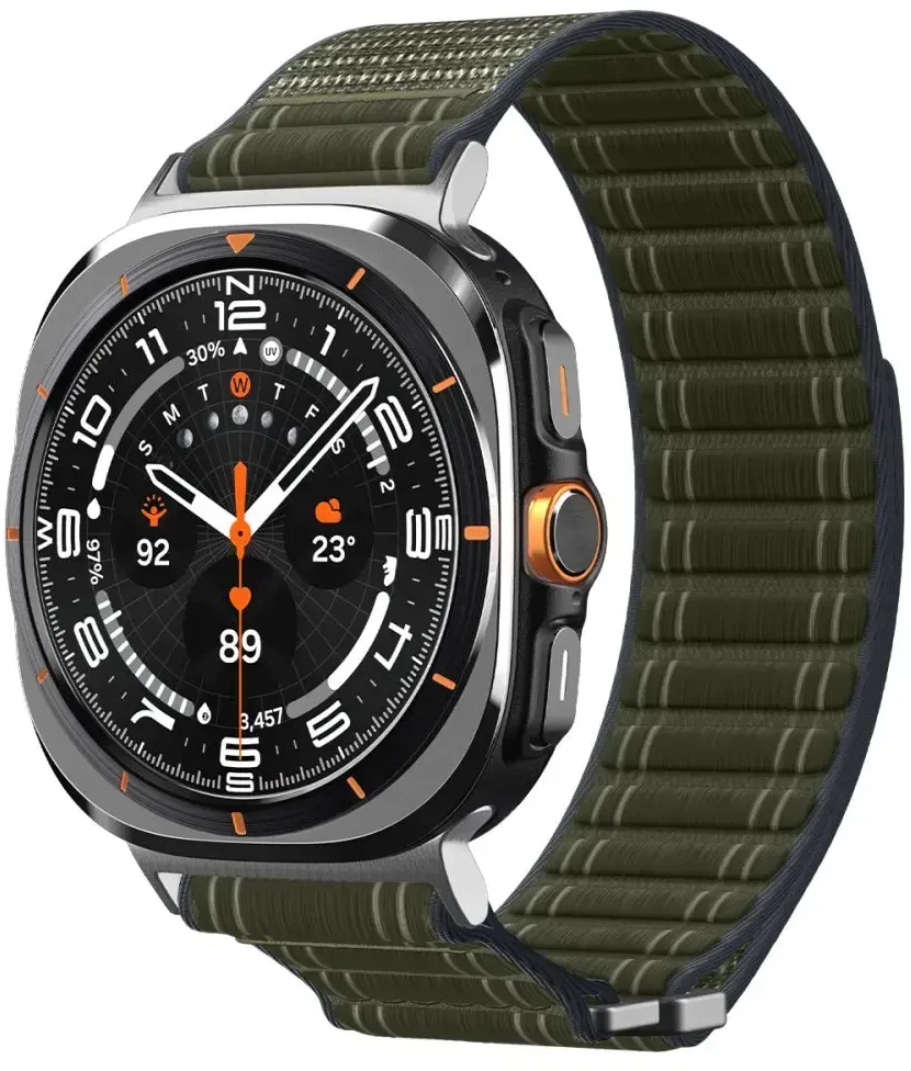 „Spigen Fabric Band“ (su lipduku), žalias - „Samsung Galaxy Watch Ultra 47mm“