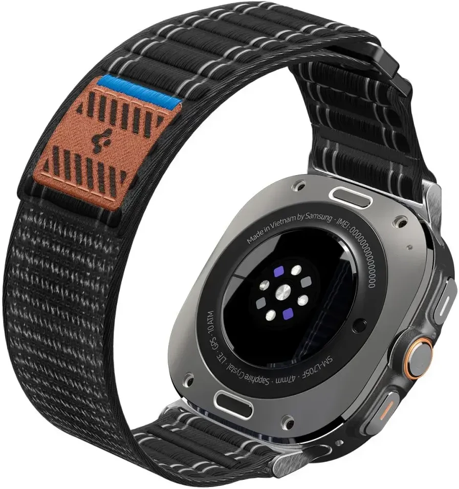 „Spigen Fabric Band“ (su lipduku ir kilpa), juodas - „Samsung Galaxy Watch Ultra 47mm“