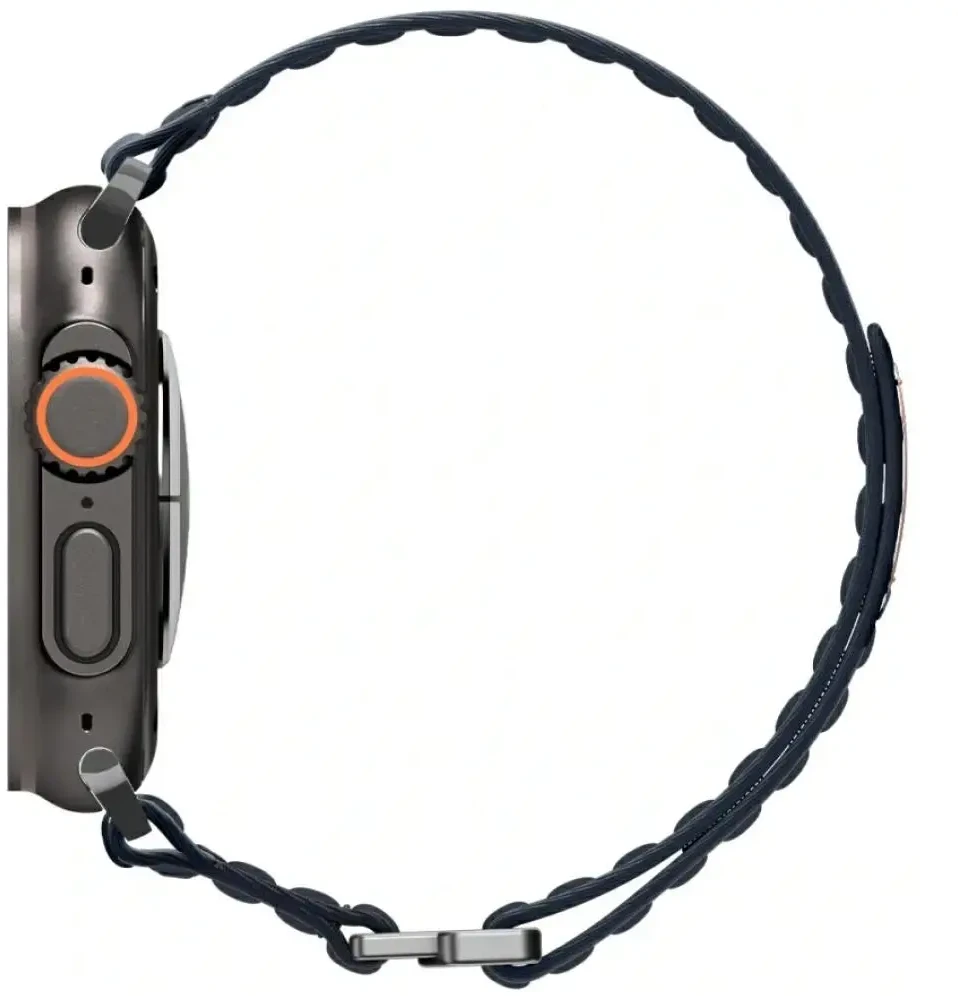 „Spigen Fabric Band“ apyrankė su lipdukais ir kilpelėmis, tamsiai mėlyna - „Apple Watch 49mm/46mm/45mm/44mm“