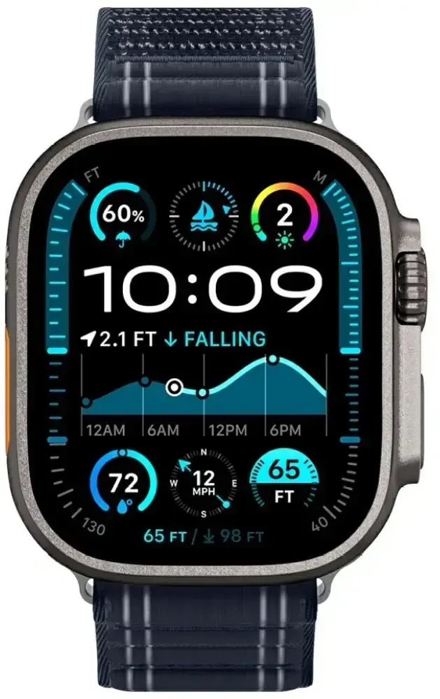 „Spigen Fabric Band“ apyrankė su lipdukais ir kilpelėmis, tamsiai mėlyna - „Apple Watch 49mm/46mm/45mm/44mm“