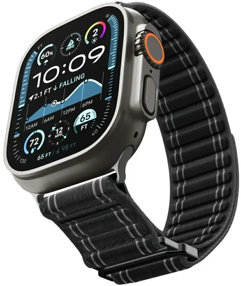 „Spigen Fabric Band“ apyrankė (su lipduku ir kilpa), juoda - Apple Watch 49mm/46mm/45mm/44mm