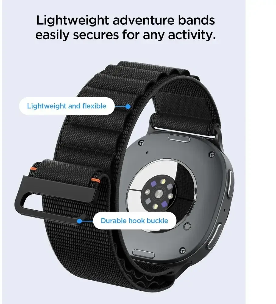 Spigen WBF1 DIRŽELIS Samsung Galaxy WATCH 8 / 9 / CLASSIC (40 / 44 / 46 MM) Juodas