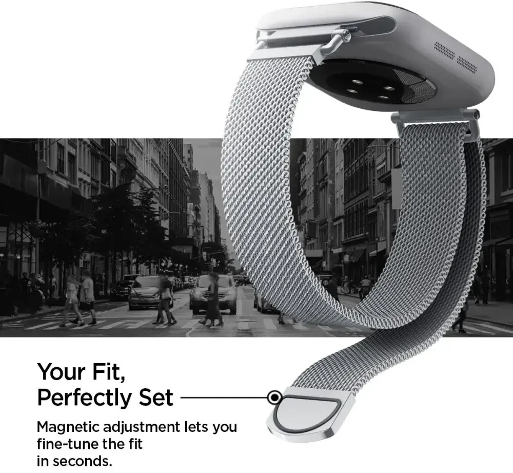 Spigen WBM4 apyrankė Apple Watch 8 / 9 / 10 / 11 / SE (40 / 41 / 42 MM) sidabro spalvos