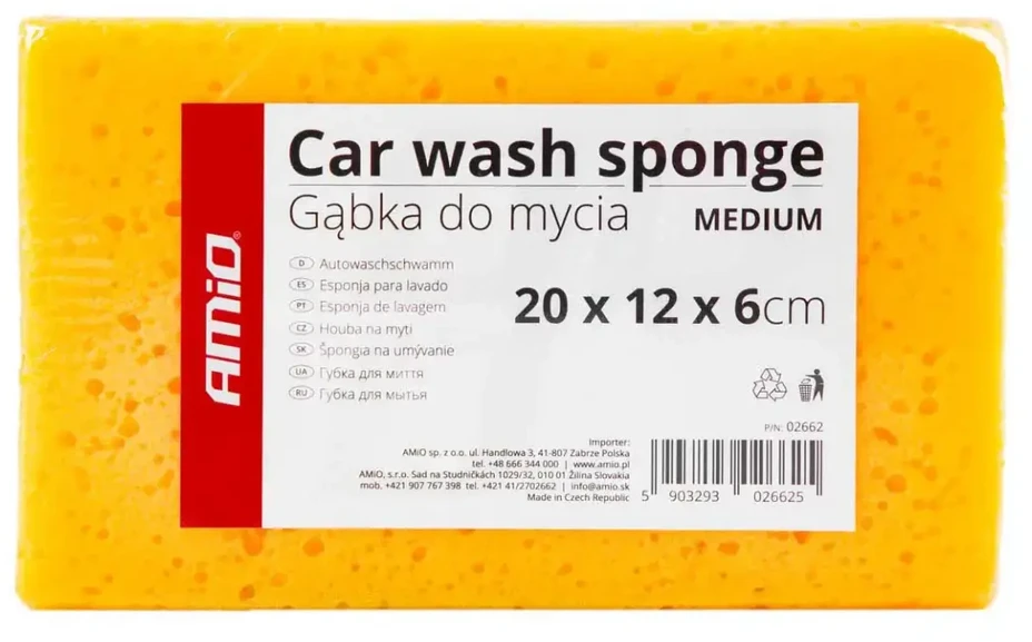 Automobilių plovimo kempinė, vidutinė, 20 x 12 x 6 cm, amio-02662