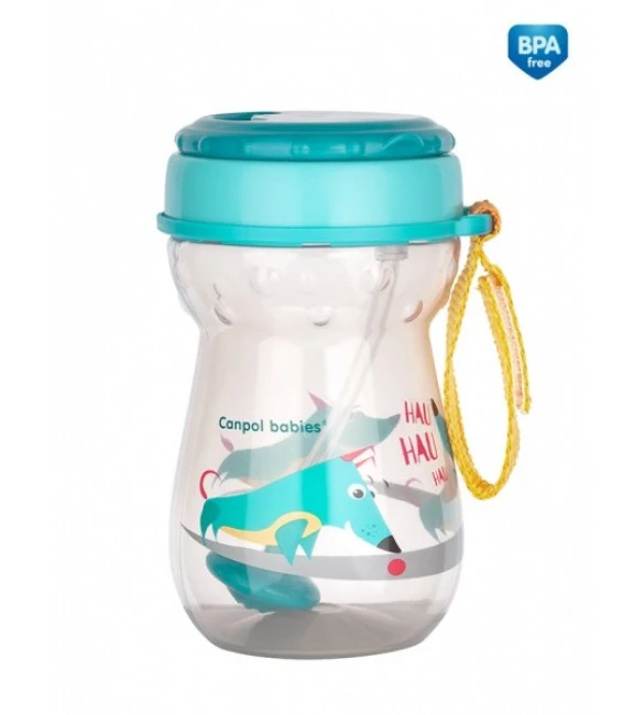CANPOL BABIES sportinis puodelis su uždaromu šiaudeliu, 350 ml, 56/518