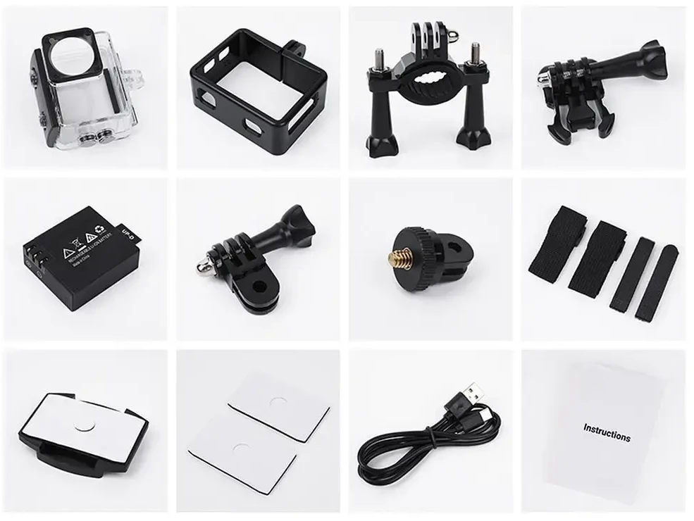 Sportinė kamera Hoco su dviem ekranais, 1,3" + 2" su stabilizatoriumi ir IPS matrica, 4K/30 kadrų per sekundę, DV102, juodas