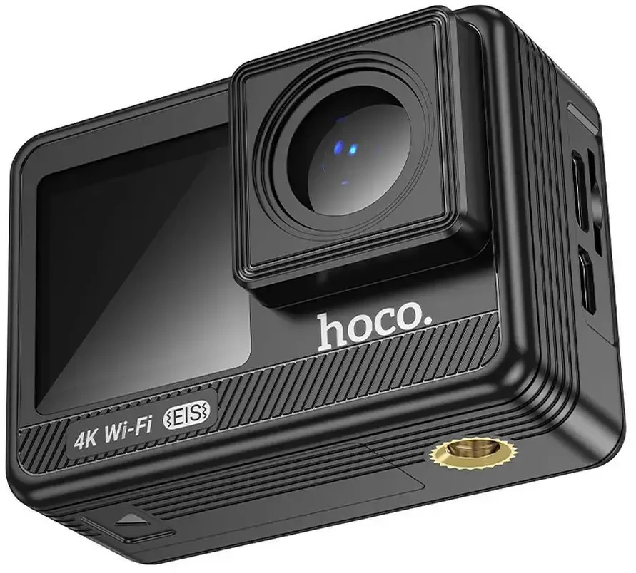 Sportinė kamera Hoco su dviem ekranais, 1,3" + 2" su stabilizatoriumi ir IPS matrica, 4K/30 kadrų per sekundę, DV102, juodas