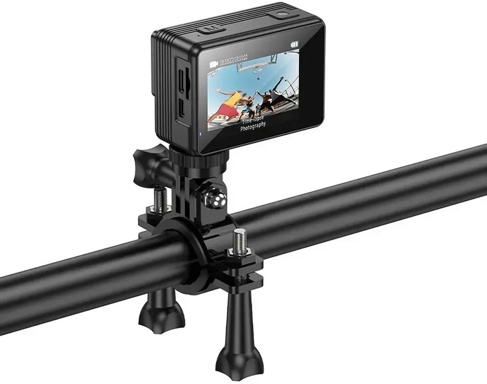 Sportinė kamera Hoco su dviem ekranais, 1,3" + 2" su stabilizatoriumi ir IPS matrica, 4K/30 kadrų per sekundę, DV102, juodas