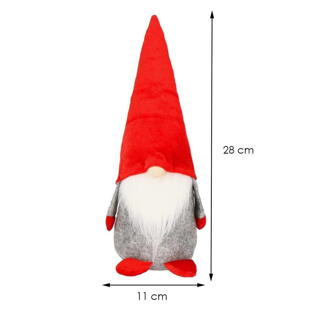 Kalėdų dekoracija Nykštukas Springos pilka/raudona 28 cm