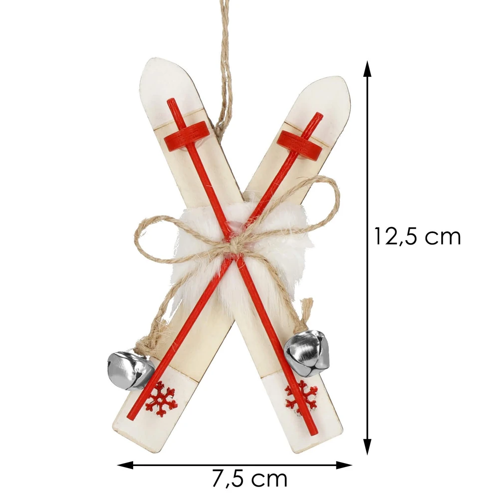 Kalėdinė puošmena Springos slidės su varpeliais 12,5 cm