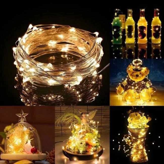Springos Mikrolempų girlianda su 20 LED diodų, šilta balta šviesa, 9 m