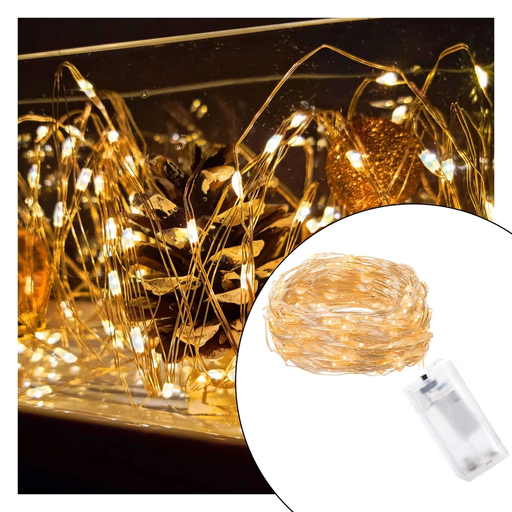 Springos Mikrolempų girlianda su 20 LED diodų, šilta balta šviesa, 9 m
