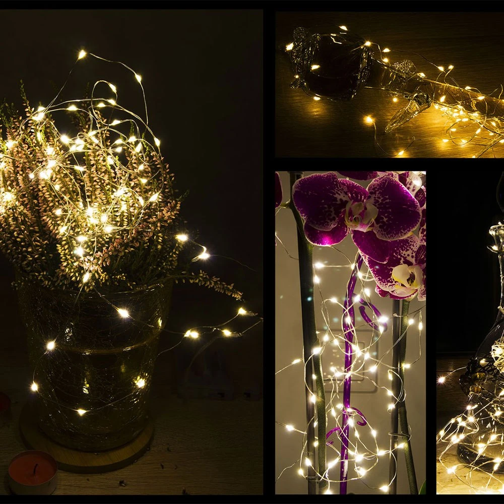 Springos Mikrolempų girlianda su 20 LED diodų, šilta balta šviesa, 9 m