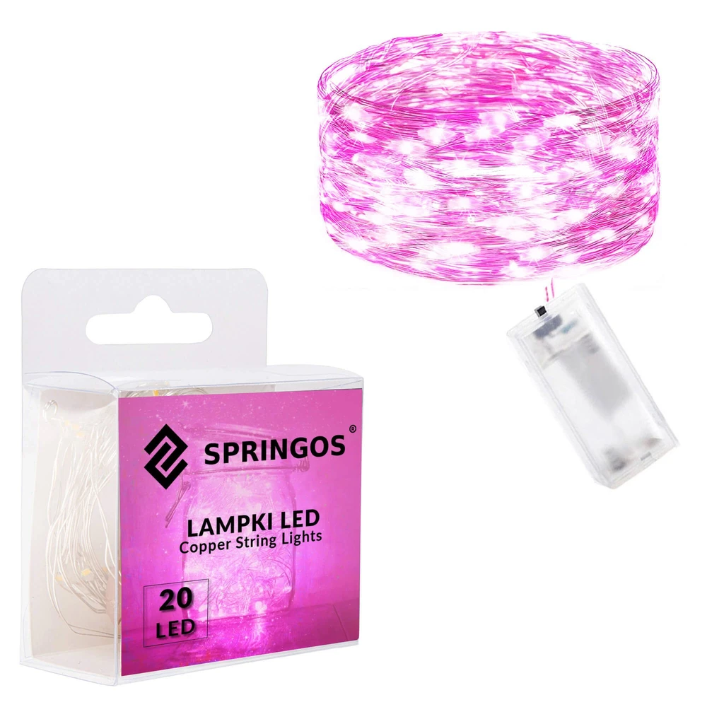 Springos Girlianda su 20 LED diodų, rožinė, 1,9 m