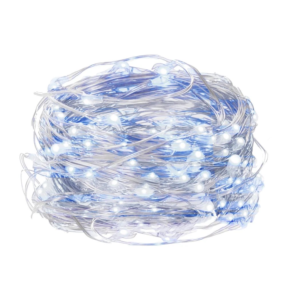 Springos 20 LED Mikrolempučių Girlianda, Šalta Balta + Mėlyna, 1,9 m